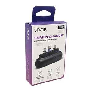 Statik Snap-N-Charge Universal Power Bank 3200mAh Black 10W Magnetic Connectors